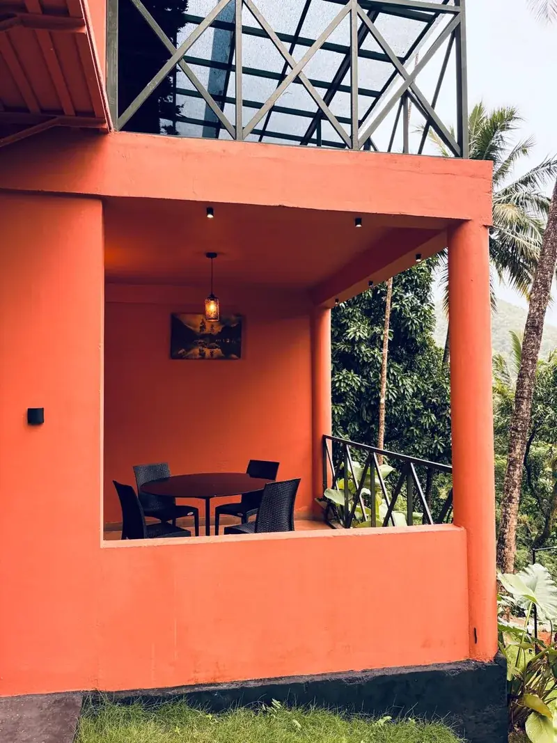 Terracotta pillar house at Vayalada Gardens Resort