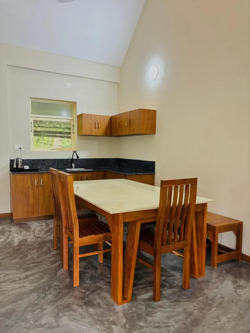 Kitchenette with timber cabinets