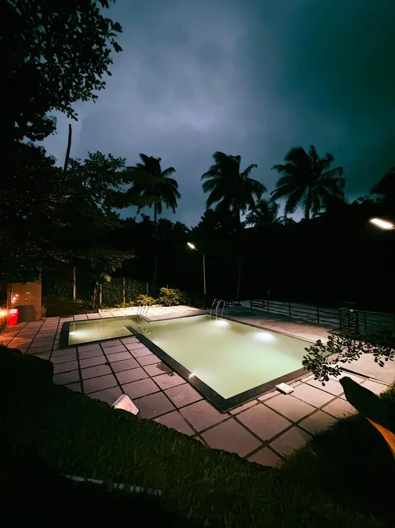 Resort pool at night, Vayalada, Kerala